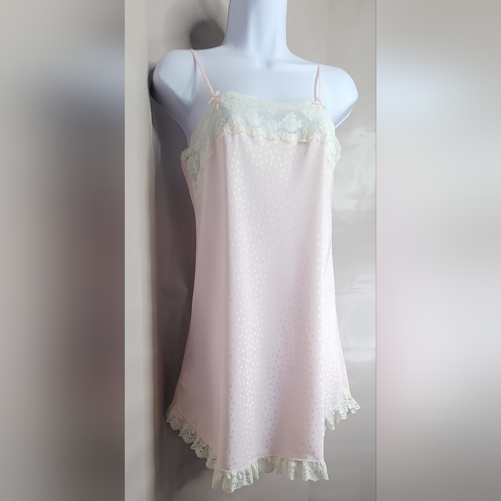 St. Michael Babydoll Chemise Pink Polka Dot Intimates Slip Size 10 Bust 32